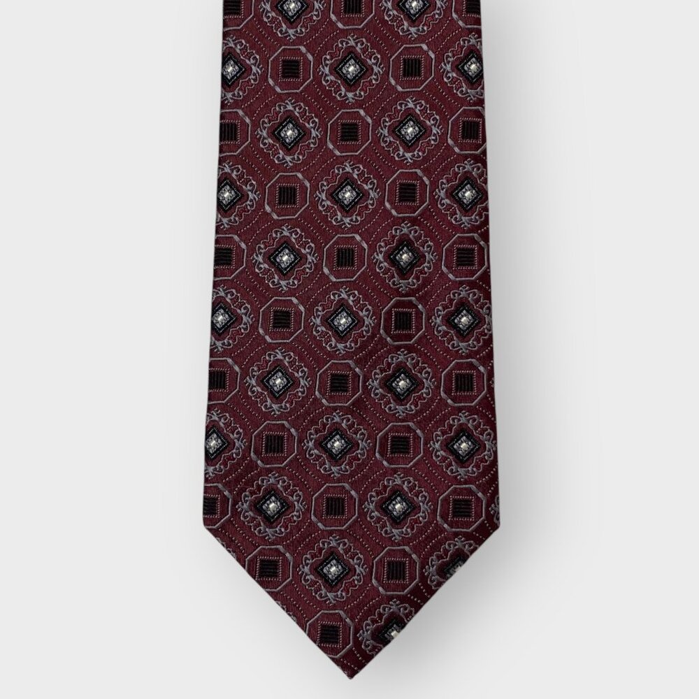 Jos A Bank Signature Collection Tie | Long | Maroon | Foulard | Silk
